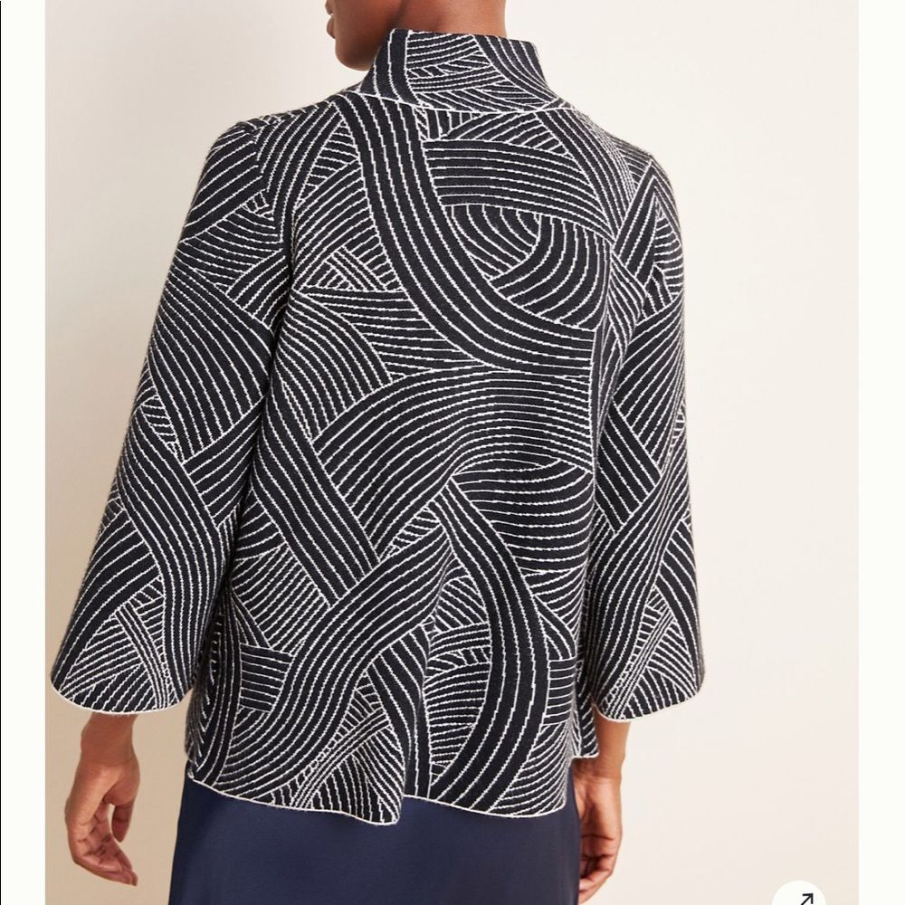 Anthropologie Abstract Print Monochrome Knit Jacket Size Small - Picture 2 of 14